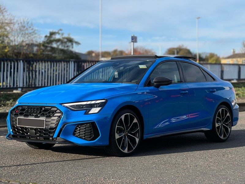 Side profile of the Audi S3, highlighting its sleek lines.