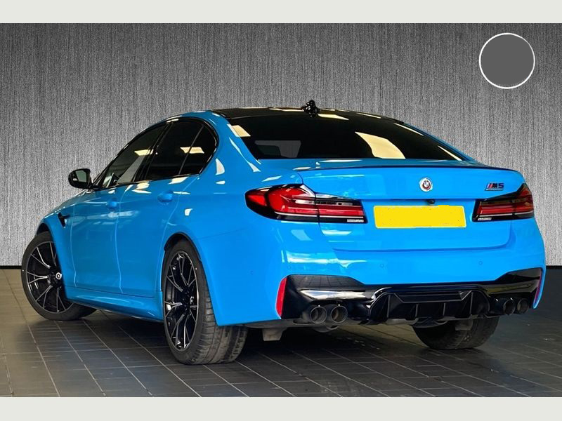 Close-up of the BMW M5 Series front grille and headlights