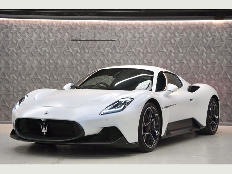 Front view of the Maserati MC20, available for sportscar rental.